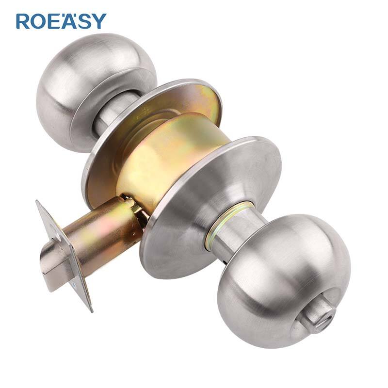 Roeasy 5791SS-BK Bathroom Furniture Locks Keyless Entry Home Metal Cylindrical Round Knob Hotel Bathroom Door Lock