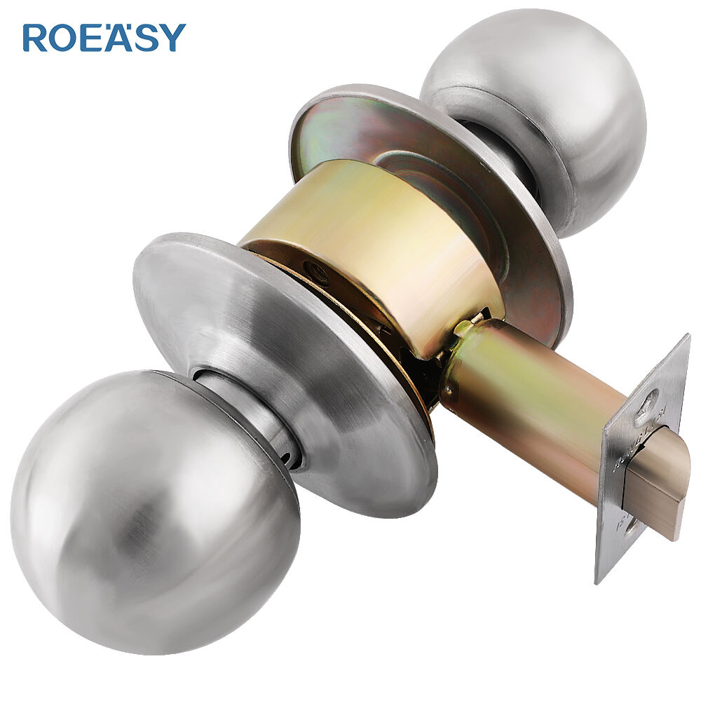 ROEASY 587SS passage Round Knob Door Lock NO Key Stainless Steel Bedroom Door Lock Set For Home Hardware Supplies