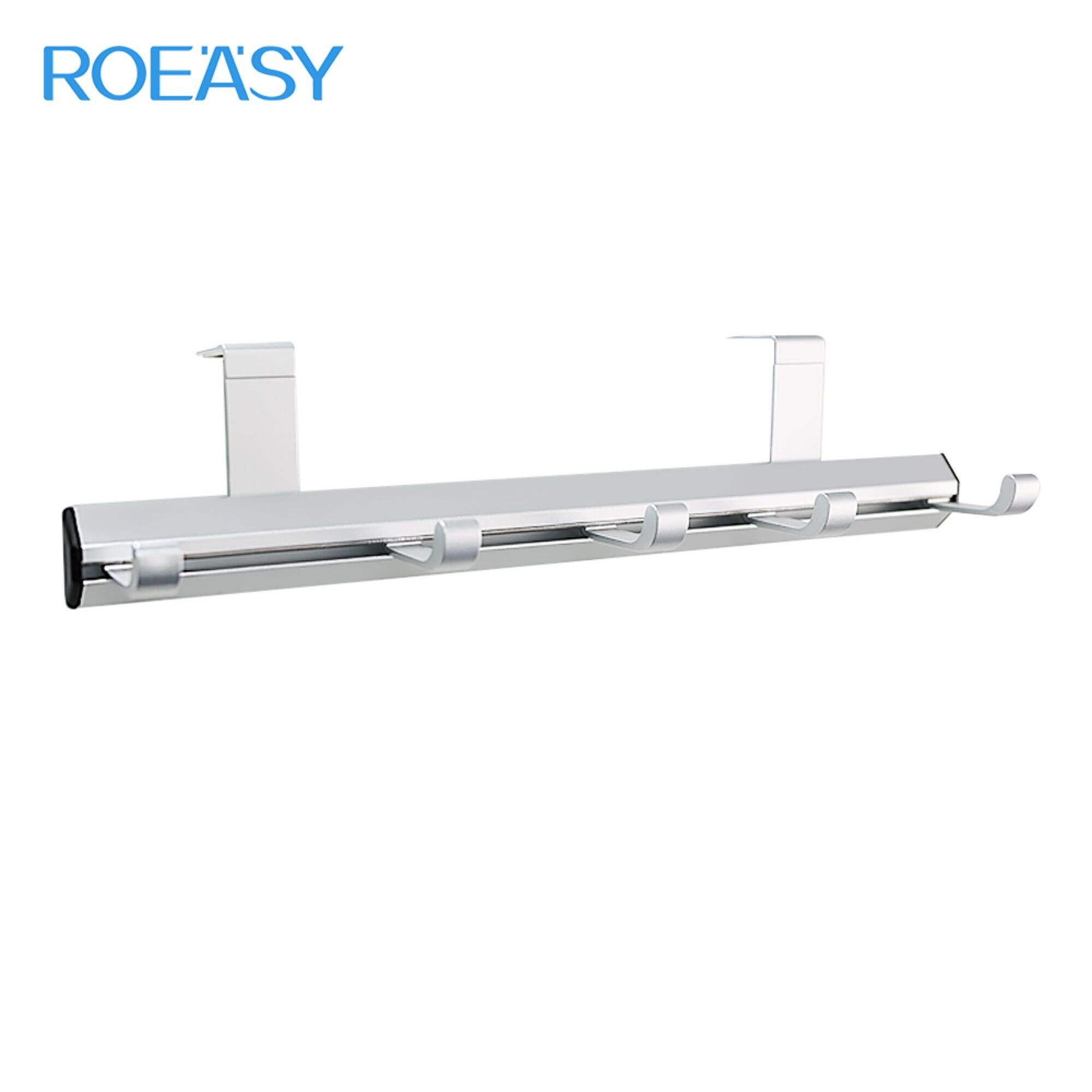 ROEASY FCS008 Bathroom Kitchen black metal over door towel rack drawer hanger hook