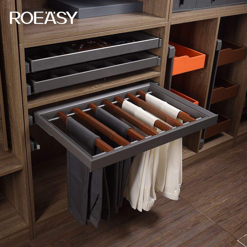 ROEASY R8004D/R8004/GR8004CTrousers Rack Smart Hardware Wardrobe Accessories Pull Out Pants Rack