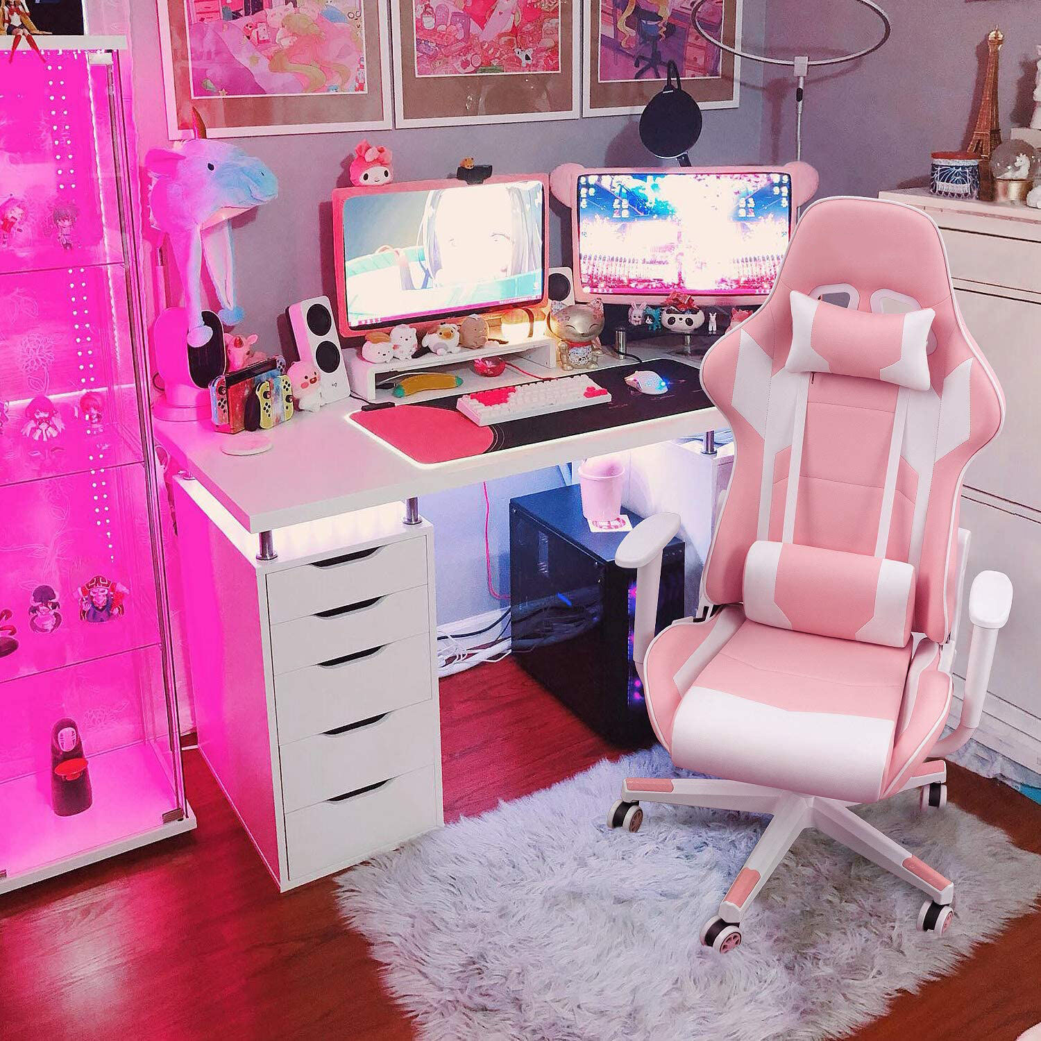 New Design Pink High Back Gaming Chair For Silla Gamers factory