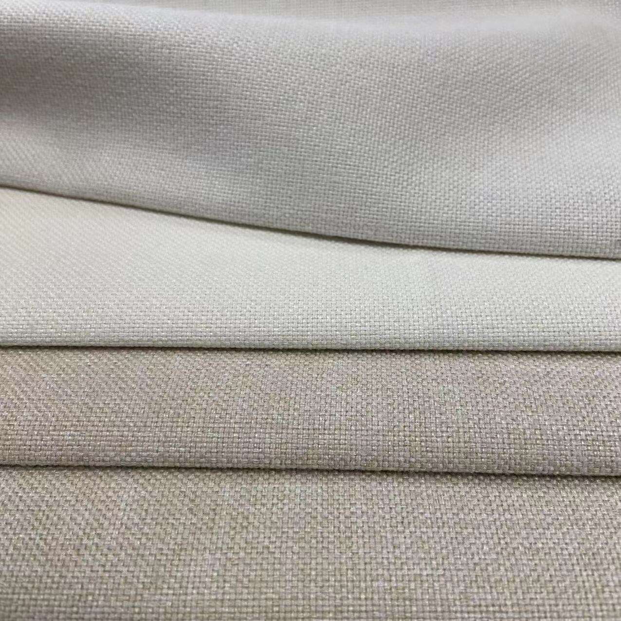 100% polyester textured linen coated blackout curtains fabric and materials for living room supplier