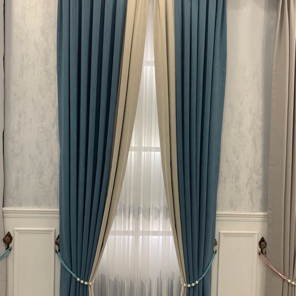 New Design Jacquard Dimout Curtain Fabric Heavy Weight Solid Color Elegant Blackout Curtain details