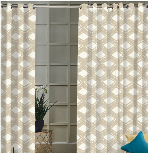 Finished curtain Diamond lattice design l Window Drape textured Linen Blackout Curtains Fabric for Bedroom Living Room supplier