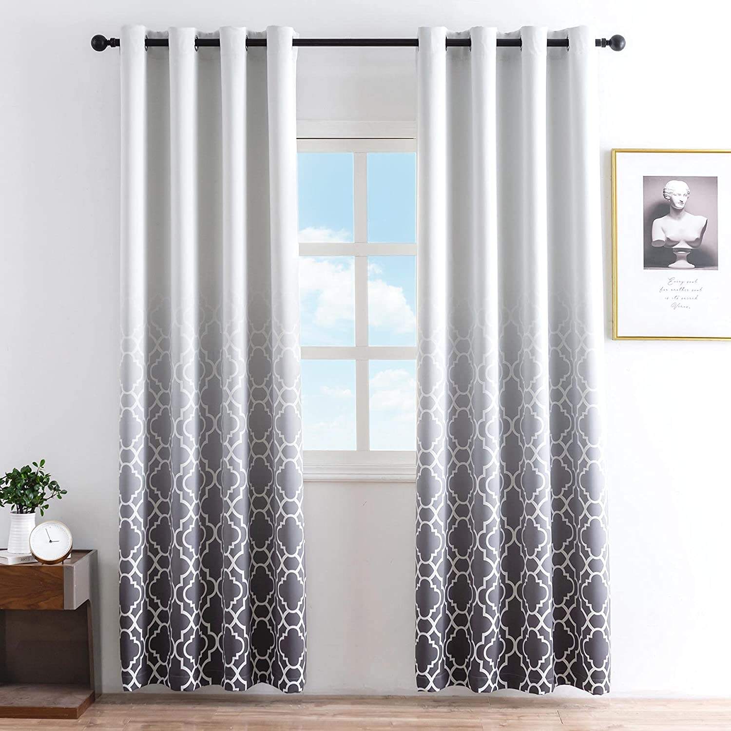 New arrival printing design ready made curtain 100% Blackout polyester Curtains Fabric for rolls details