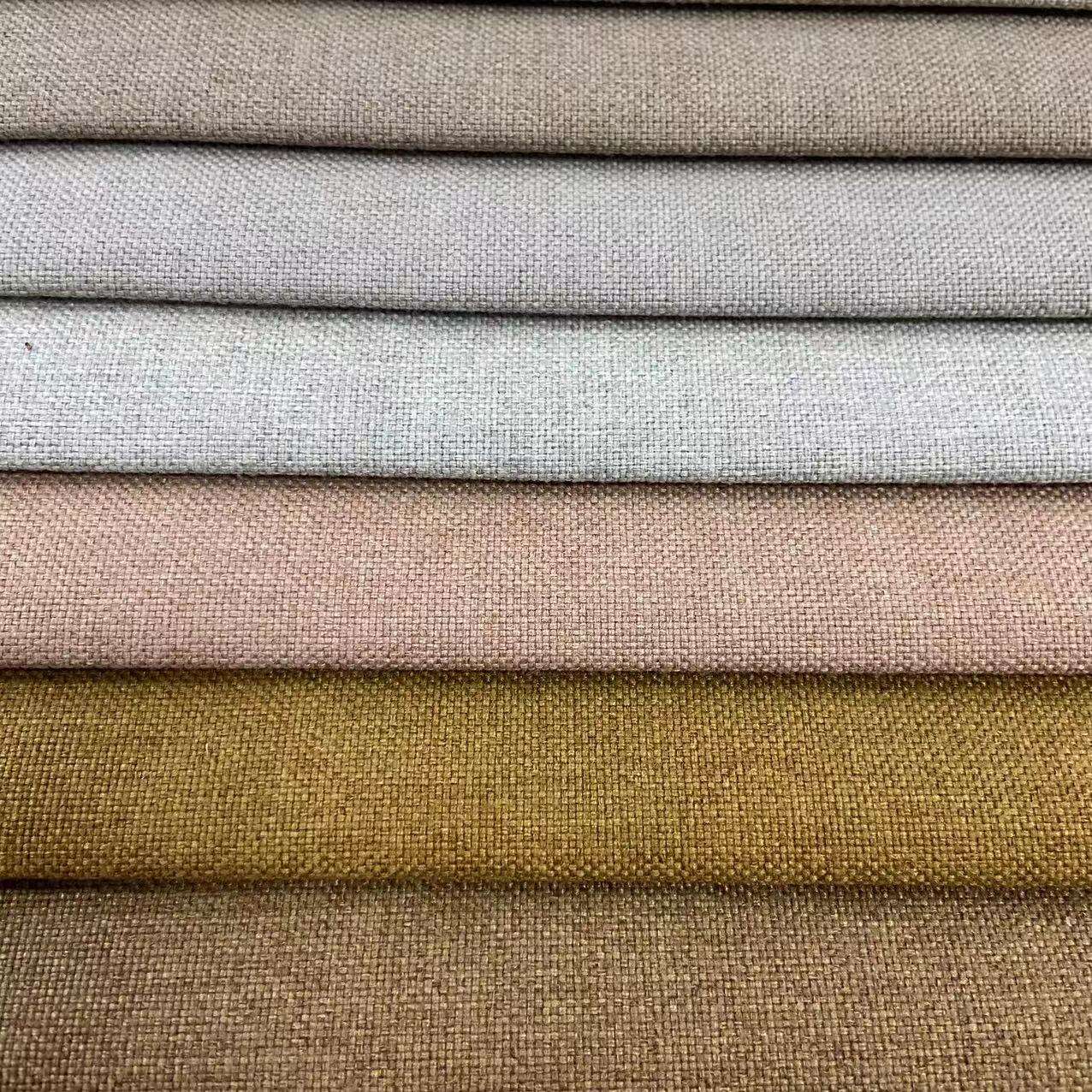 100% polyester textured linen coated blackout curtains fabric and materials for living room supplier