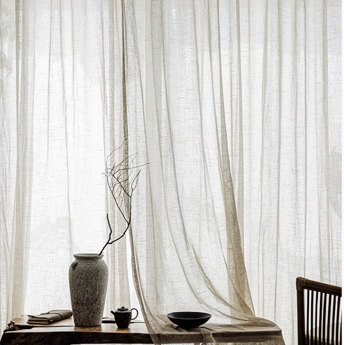 2023 New arrival  slub sheer  color potions  window Sheer Curtains factory