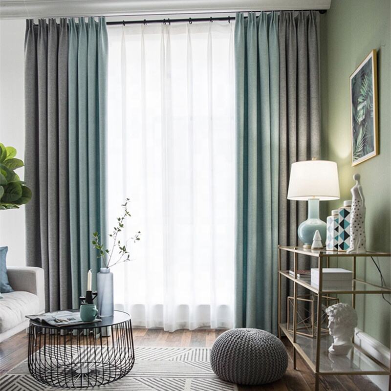 Textured Linen 100% Blackout Curtain For Living Room Waterproof Window Drapery Fabric Light Shading manufacture