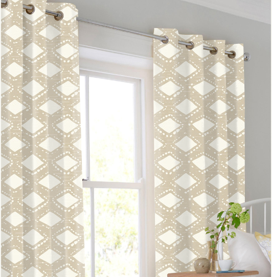 Finished curtain Diamond lattice design l Window Drape textured Linen Blackout Curtains Fabric for Bedroom Living Room details