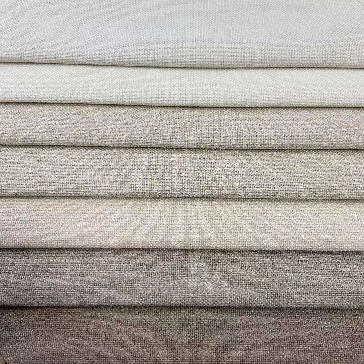 100% polyester textured linen coated blackout curtains fabric and materials for living room supplier