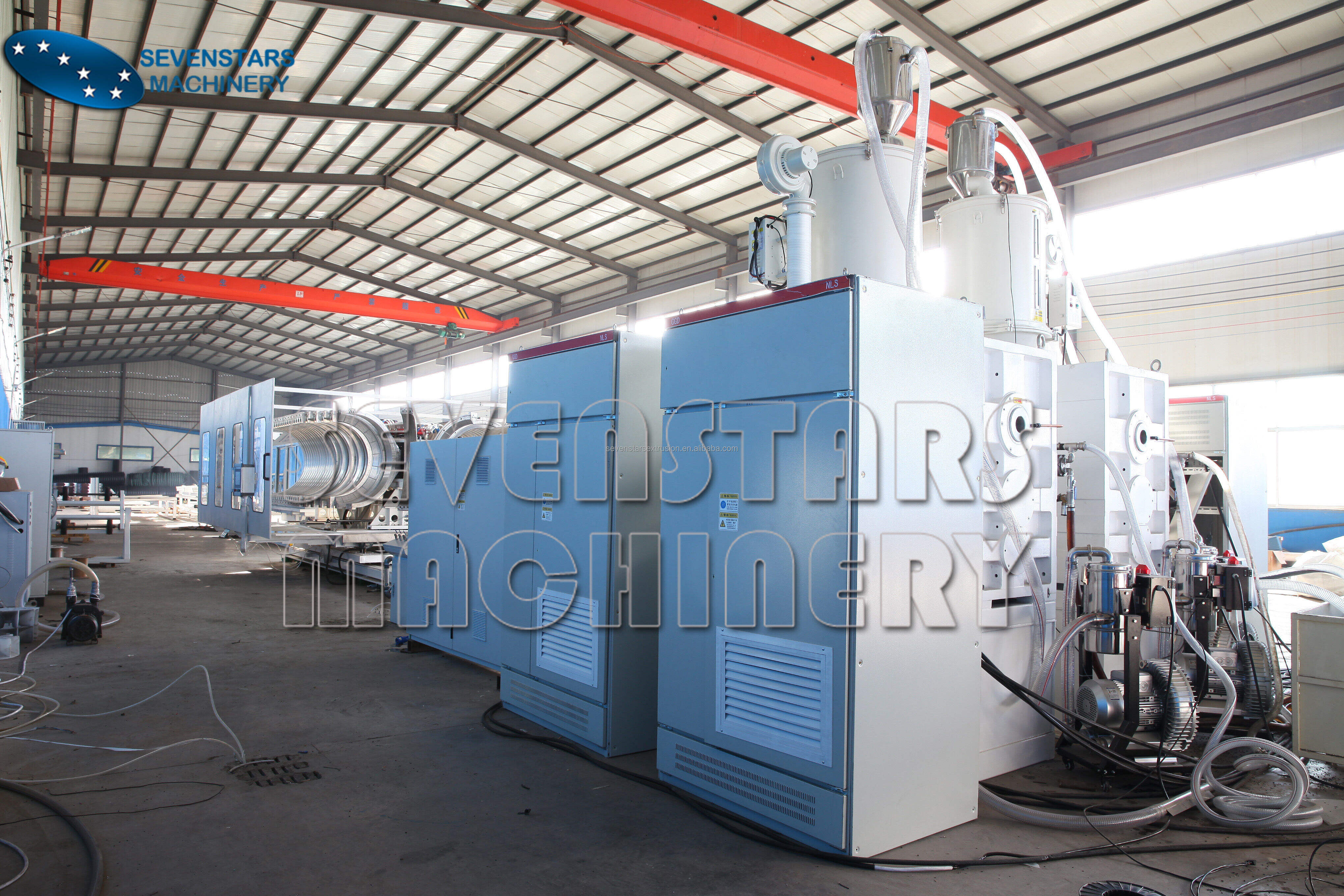 Sevenstars Double Wall Corrugated Pipe Extrusion Production Line Drain-pipe Making Machine details