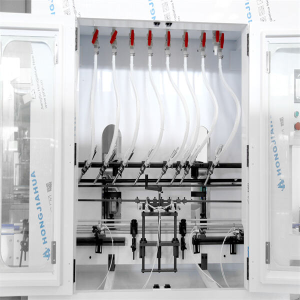 A look at the machinery used for shampoo filling