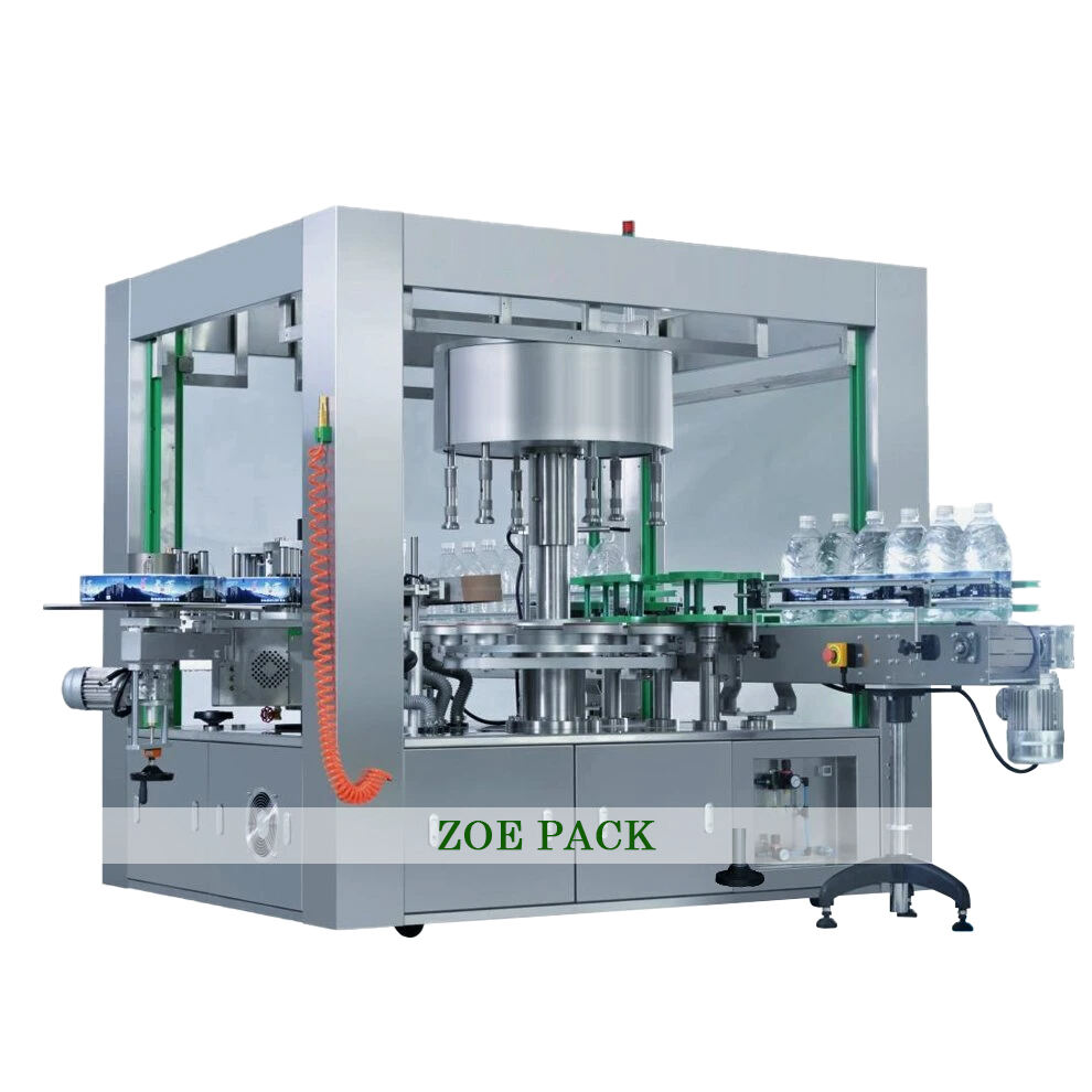 High Speed 12000 BPH Rotary Way Hot Melt Glue OPP Labeling Machine for Cylindrical Oval Bottle details