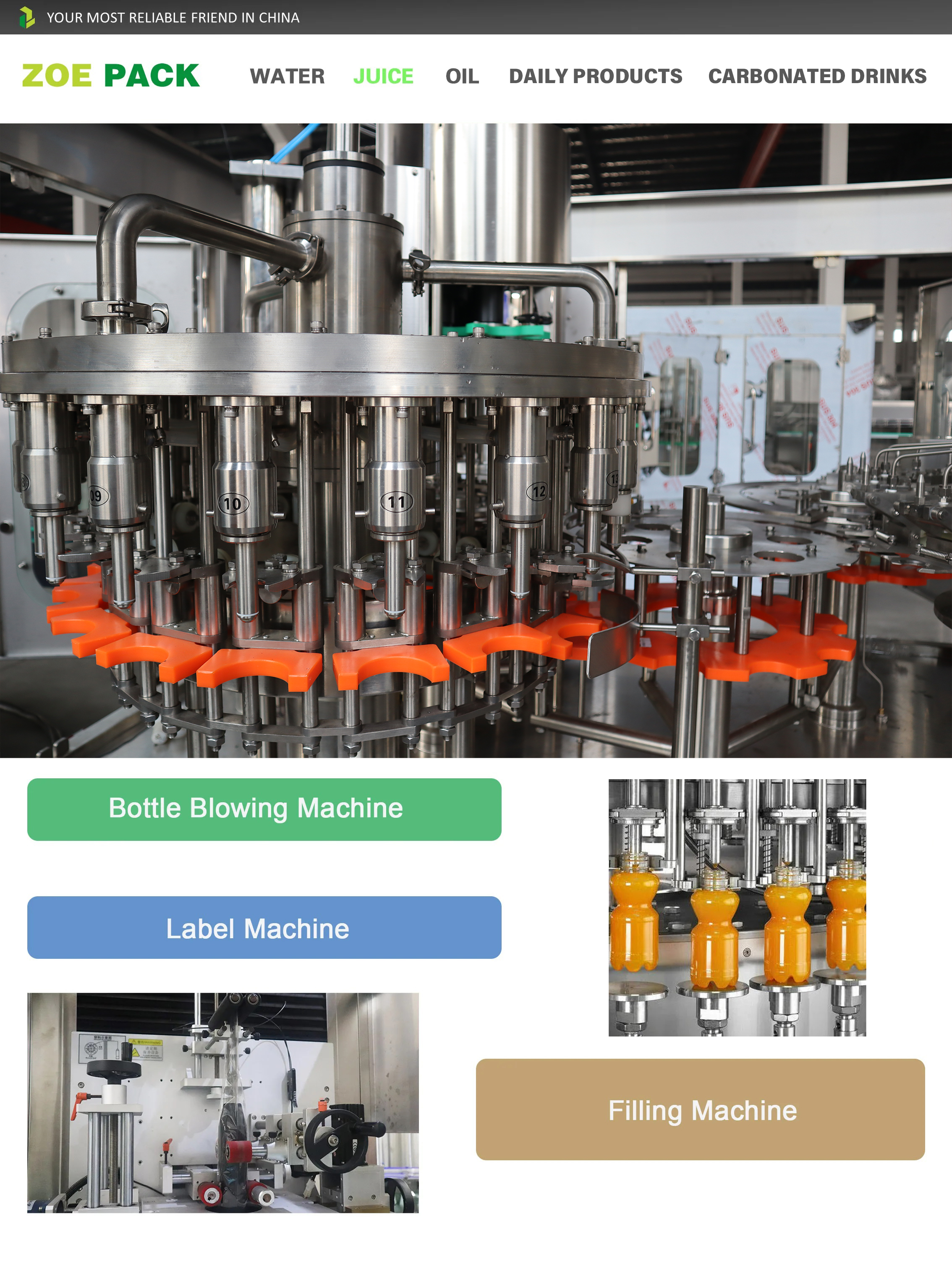 Ginger Carrot Apple Strawberry Blueberry Orange Fresh Fruit Juice Bottling Machine manufacture