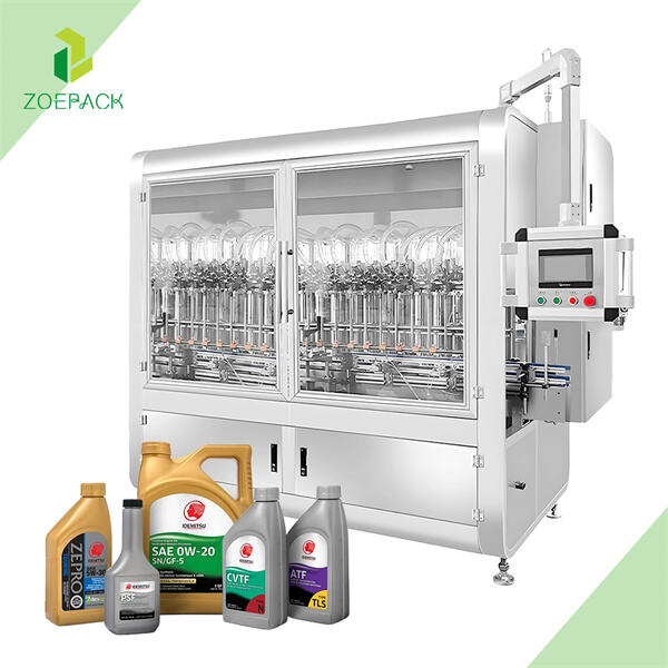 The lubricant filling machine accommodates a variety of bottle sizes