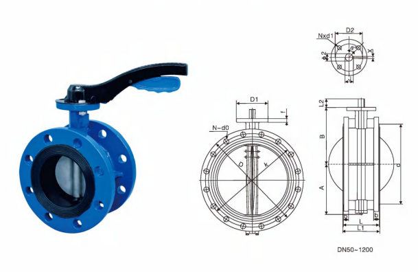 Electric flange butterfly valve details