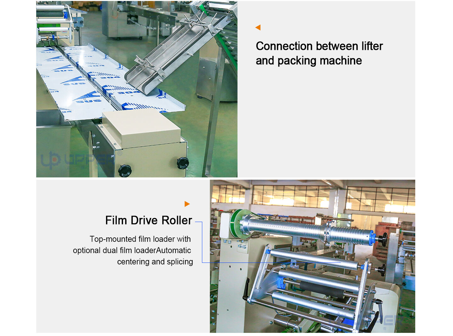 Popsicle flow packing machine with lifting conveyor for cylindrical rod details