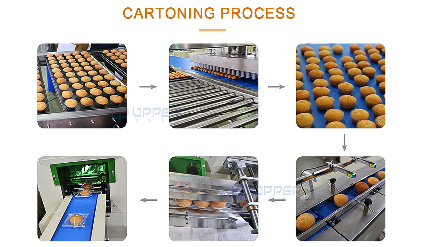 Cupcake Fully Automatic Demoulding Packaging Machine Muffin Custard Pie packing line food producton line supplier