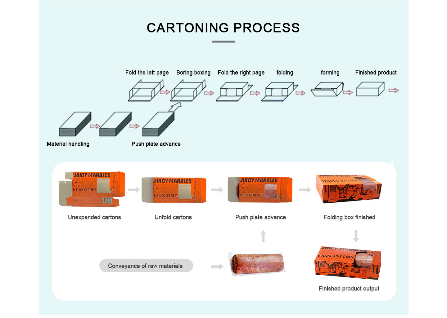 Horizontal automatic sorting Barbecue frozen meat cartoning Machine food secondary packaging supplier