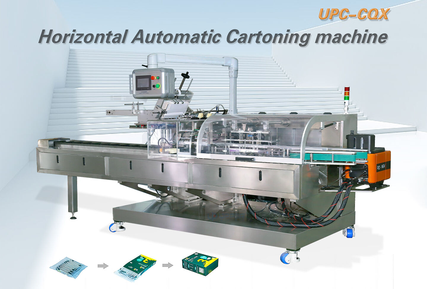 Automatic Glue Spray Carton box Packaging Machine horizontal cartoning machine for jujube paste cake Maamoul pie manufacture