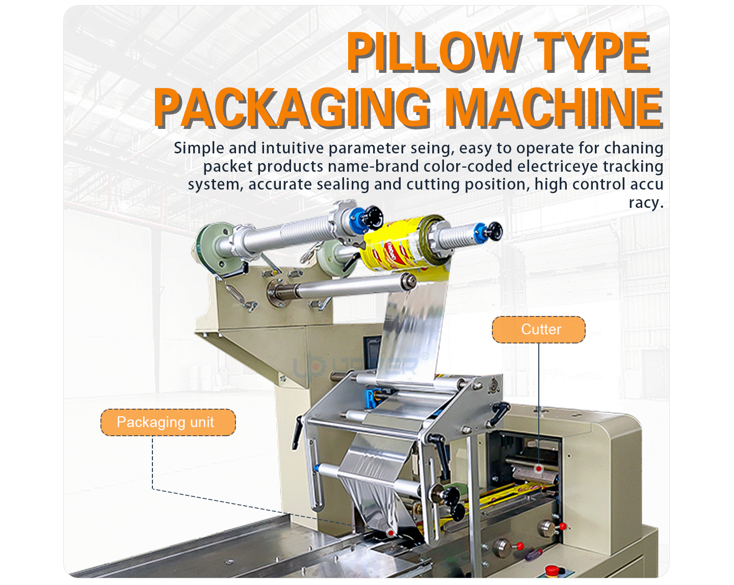 Upper automatic feeding Wafer packaging line for square biscuit waffle packing manufacture