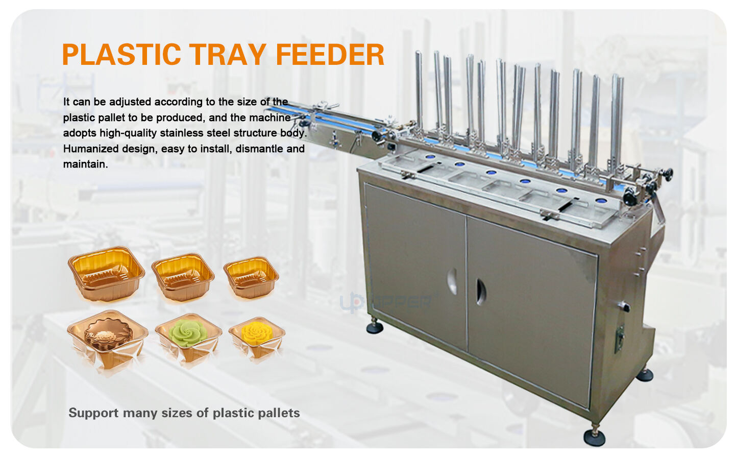 Mooncake automatic plastic tray feeding and packaging line for food durian cake pie Upper packing machine supplier