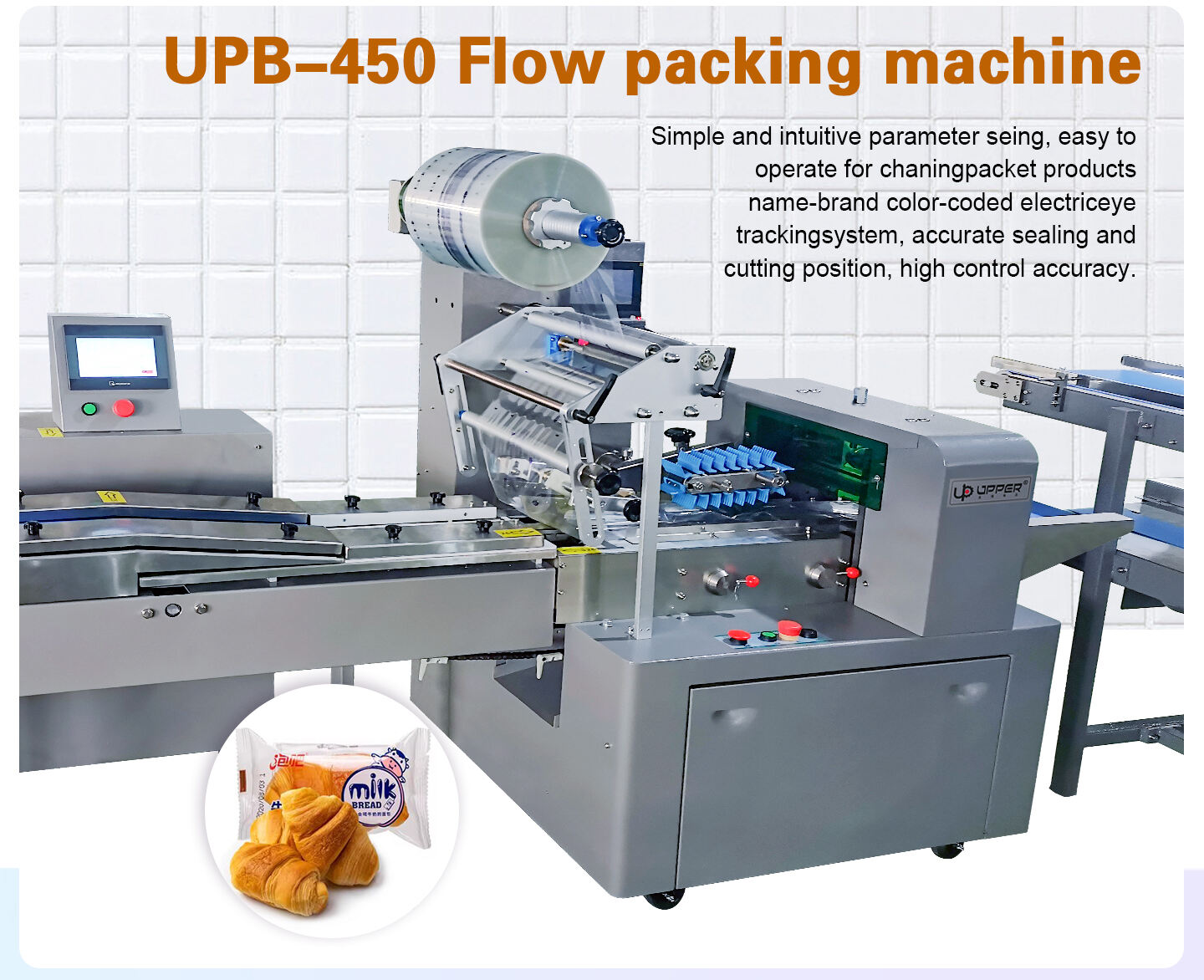 Croissant bread automatic packaging line with dispensing rack for desiccant tablets supplier