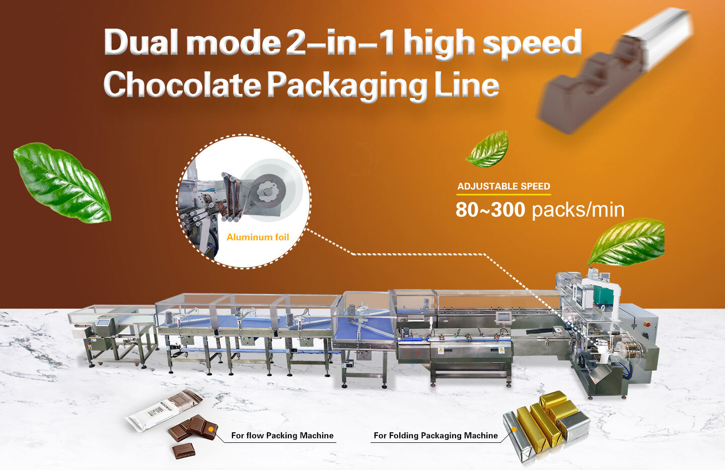 Dual mode 2-in-1 high speed Chocolate Bar Packaging Line Protein bar packing machine supplier