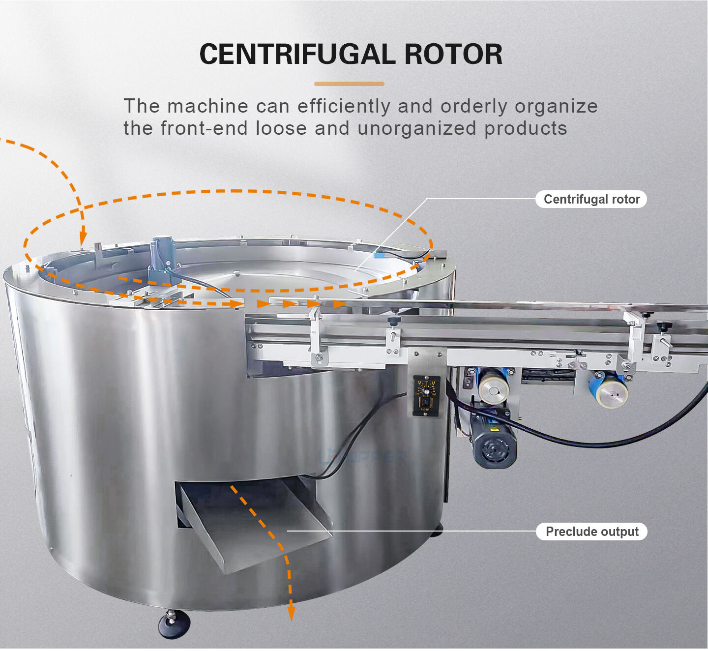 Centrifugal turntable sorting machine for packing Snack dry meat slices sweet potato mango crispy biscuits details