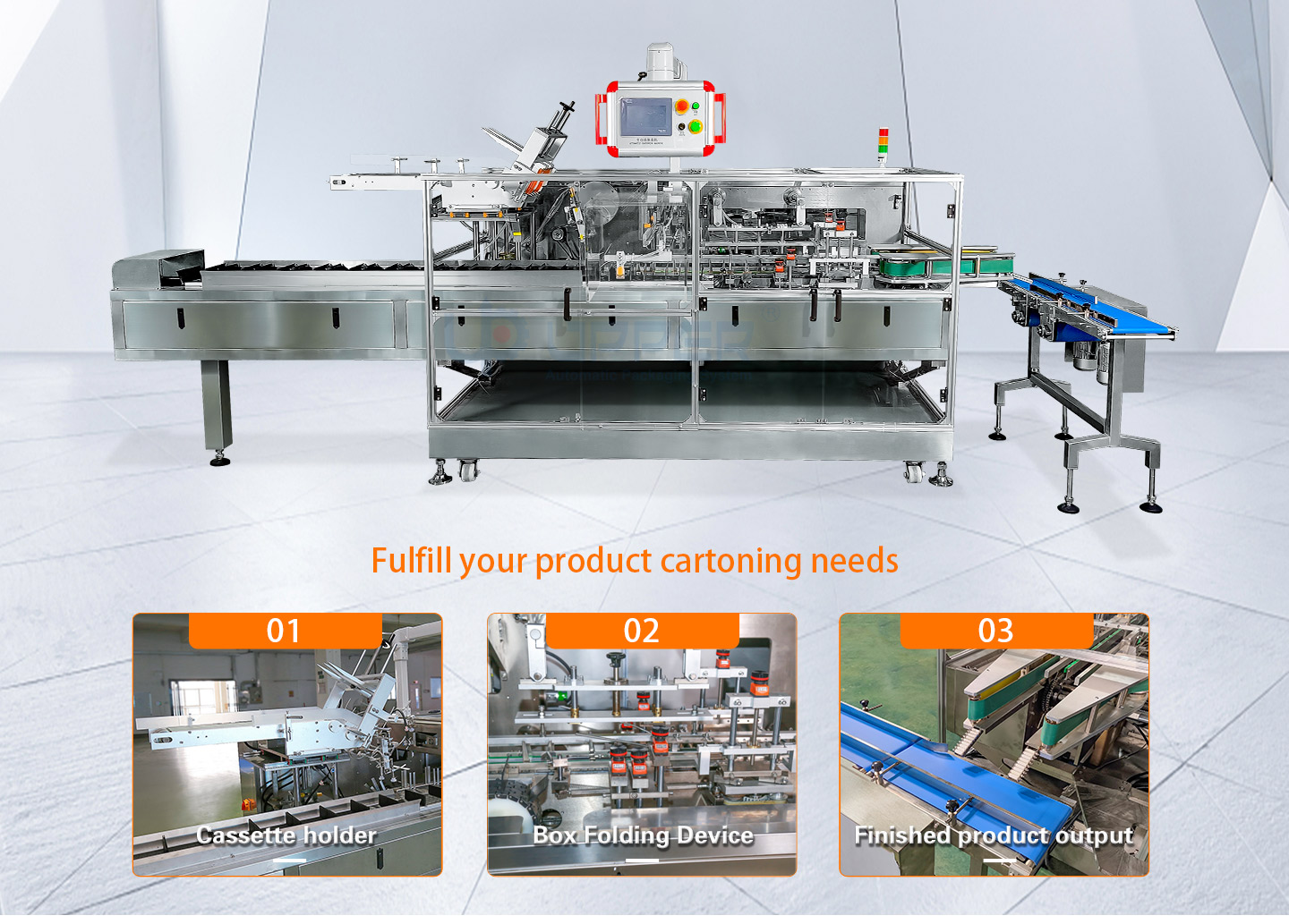 Horizontal automatic sorting Barbecue frozen meat cartoning Machine food secondary packaging supplier