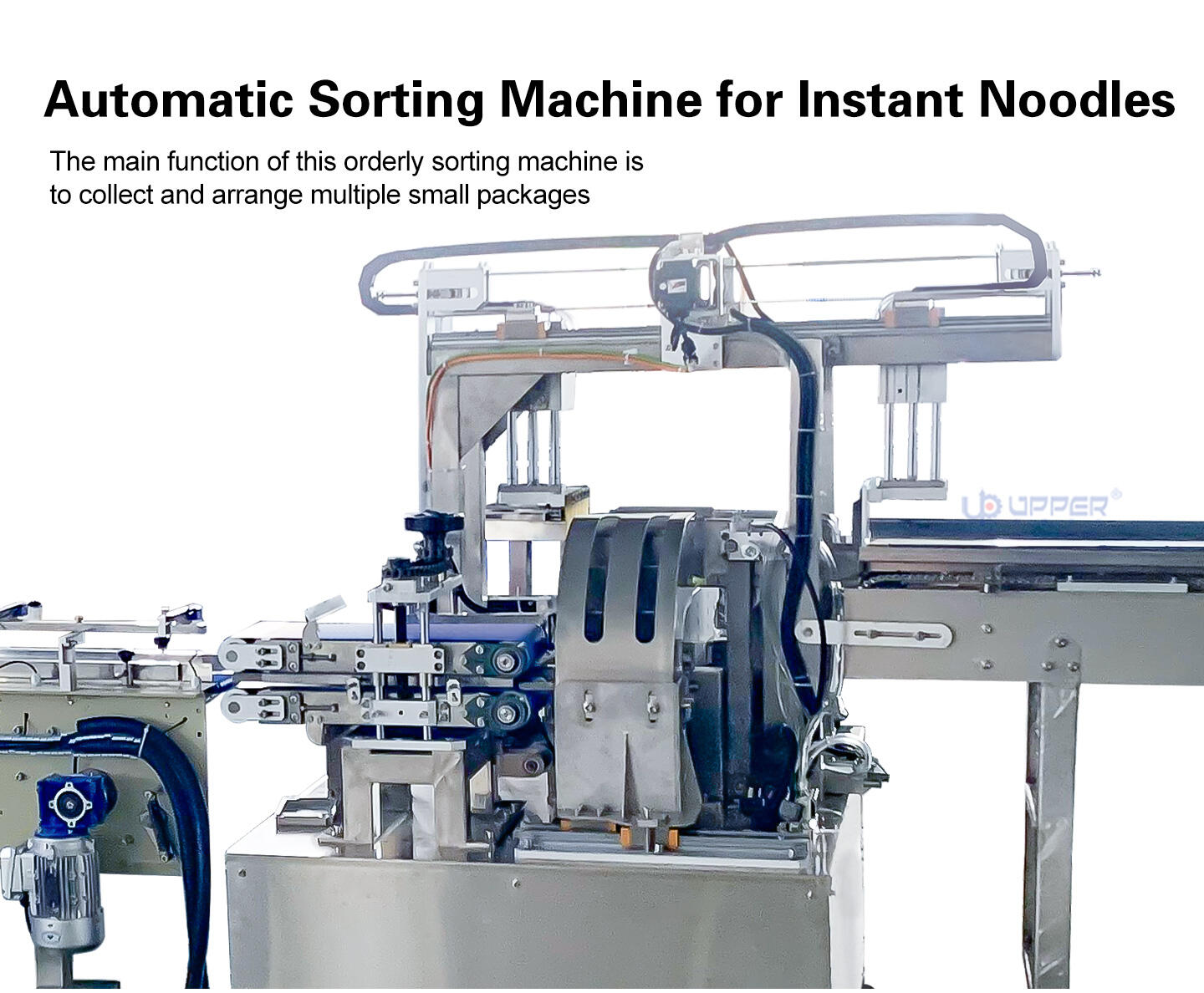 Automatic whole system Instant noodle primary packaging collection secondary packaging line with metal detector and pouch dispenser details