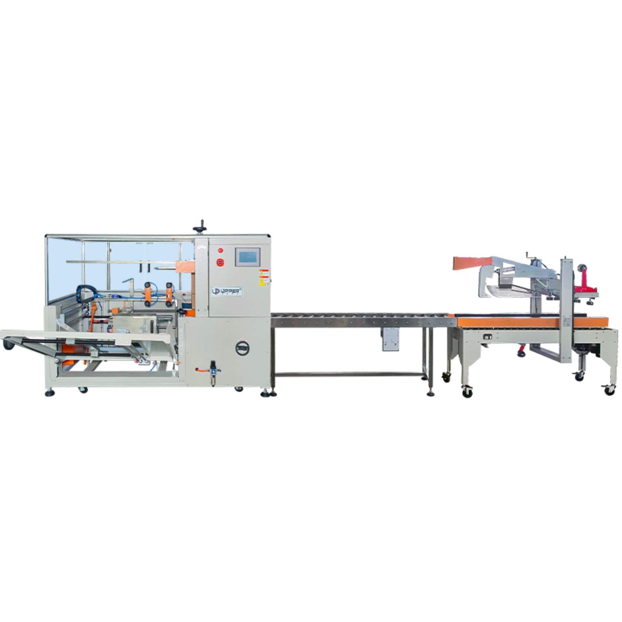 Combination of case erector and carton sealing machine