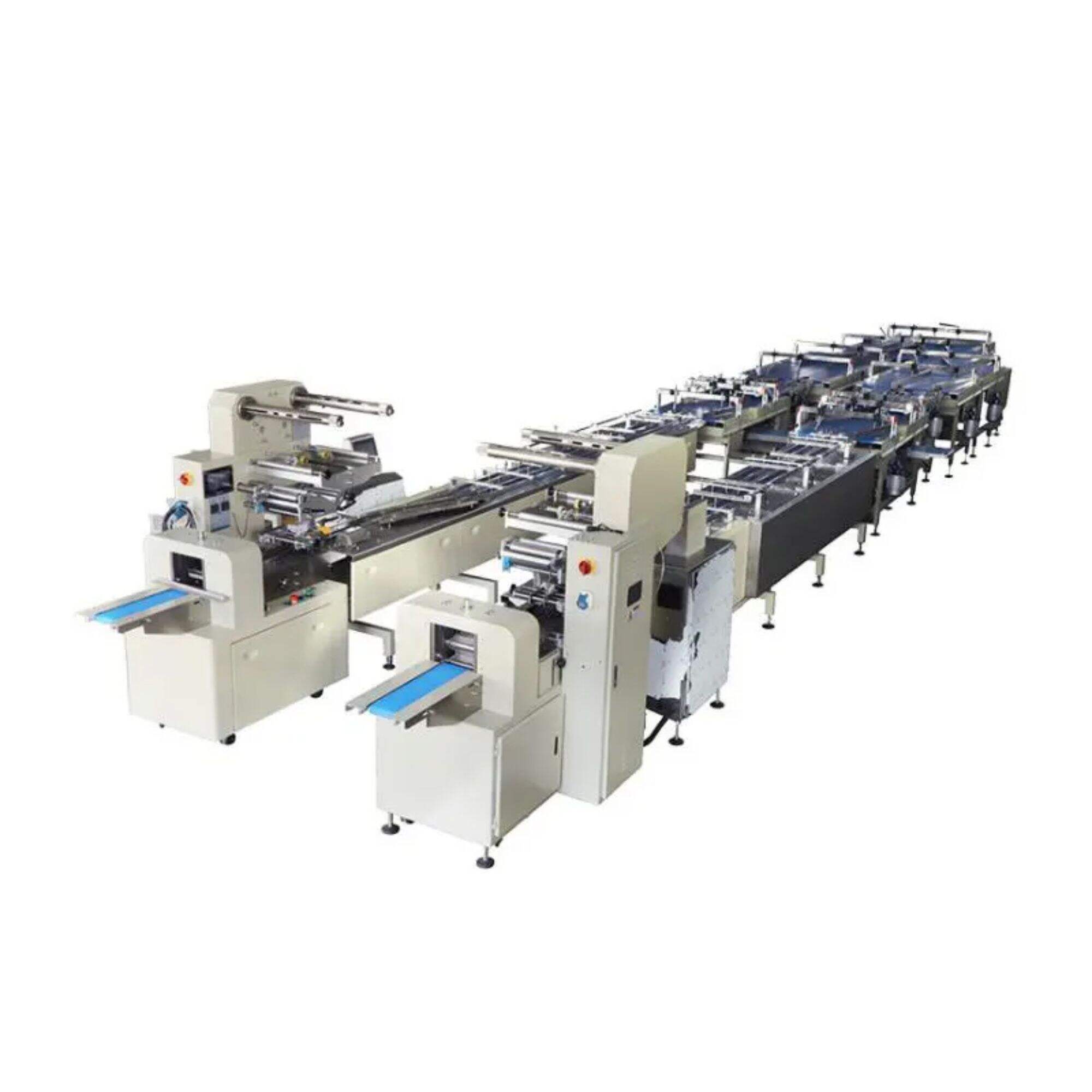 Double layer sandwich biscuit packing machine Upper Automatic dry cake bread Hamburger stacking packaging line