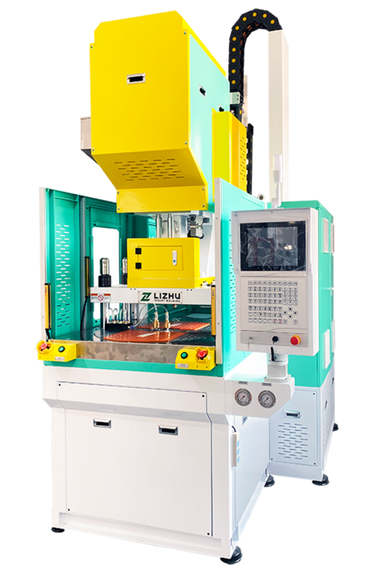 Hybrid vertical injection molding machine high speed injection moulding