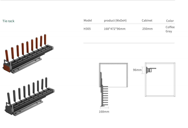 Modern Collapsible Tie Rack Pull Out Necktie Rack details