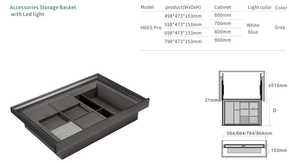 Shinya Leather Pro Series Accessories Storage Basket with LED Light manufacture