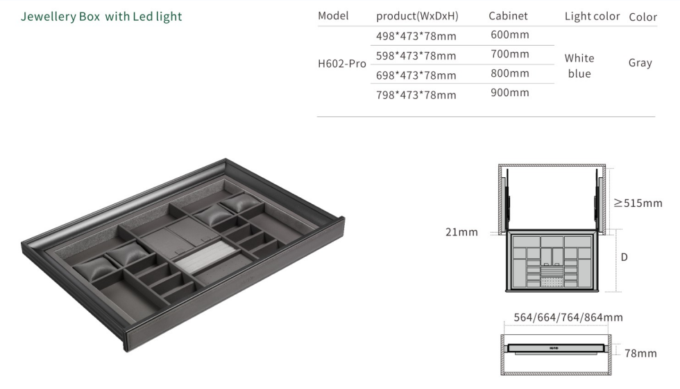 Shinya Leather Pro Series Elegent Jewellery Box with LED Light manufacture