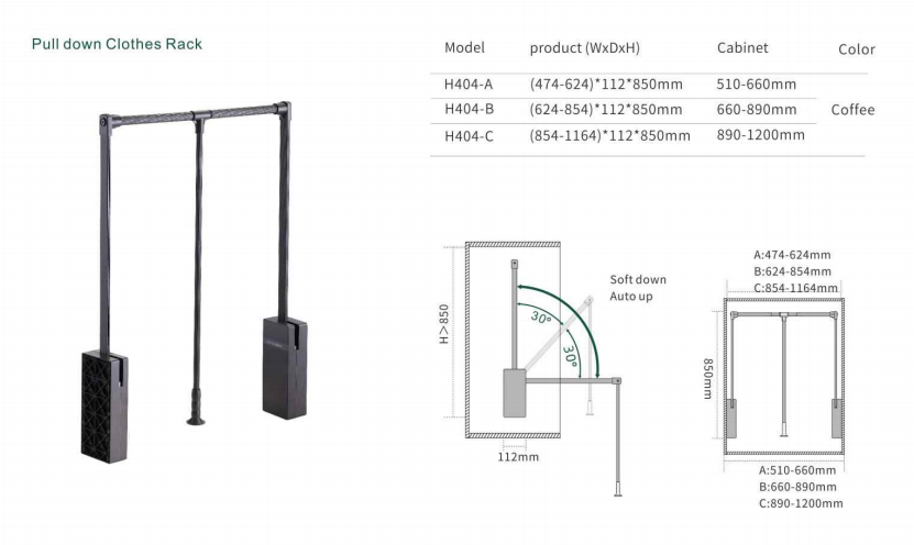 Aluminum Clothes Hanger Pull Down Clothes Rack factory