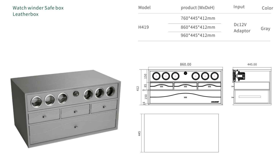 Nisko Multifunctional Cabinet Leather Safe Box Watch Winder details