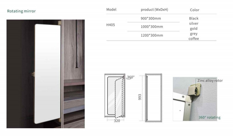 Home Furniture Modern Pull Out Sliding Mirror For Wardrobe factory