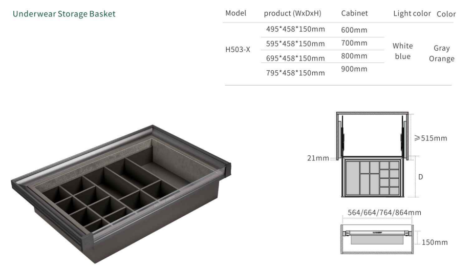 Nisko Glass Series Wardrobe Underwear Storage Basket factory