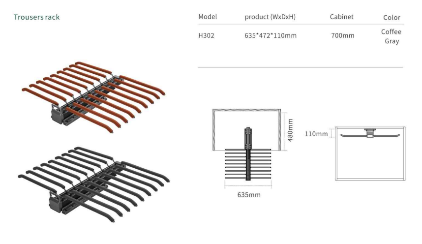 Pants Rack Pull Out Wardrobe Trousers Rack supplier