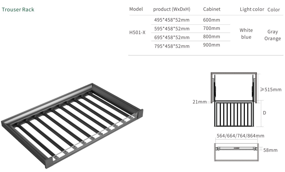 Nisko Glass Series Pull Out Wardrobe Trouser Rack supplier