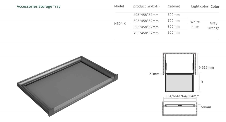 Nisko Glass Series Soft Close Slide Accessories Storage Tray details