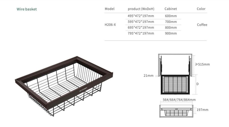 Nisko Bojer Series Soft Close Slide Furniture Wire Basket manufacture