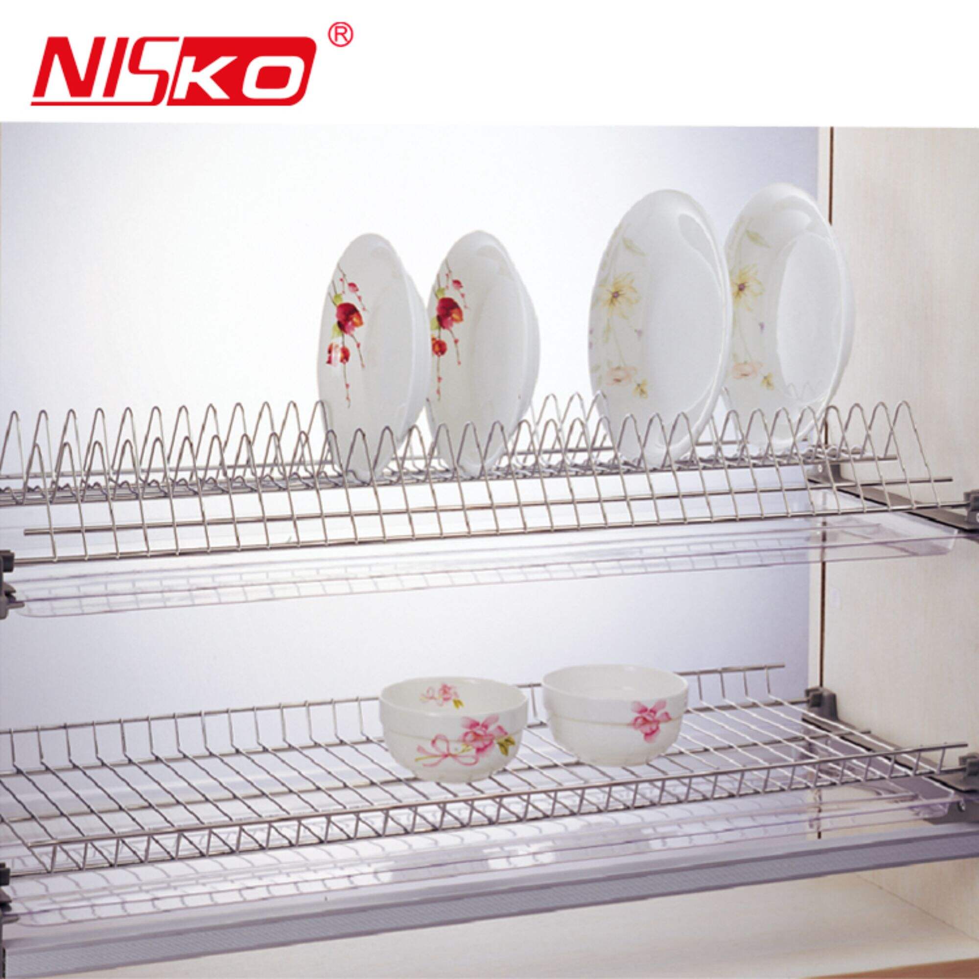 Modern Stainless Steel Hanging Dish Rack With Drying Basket