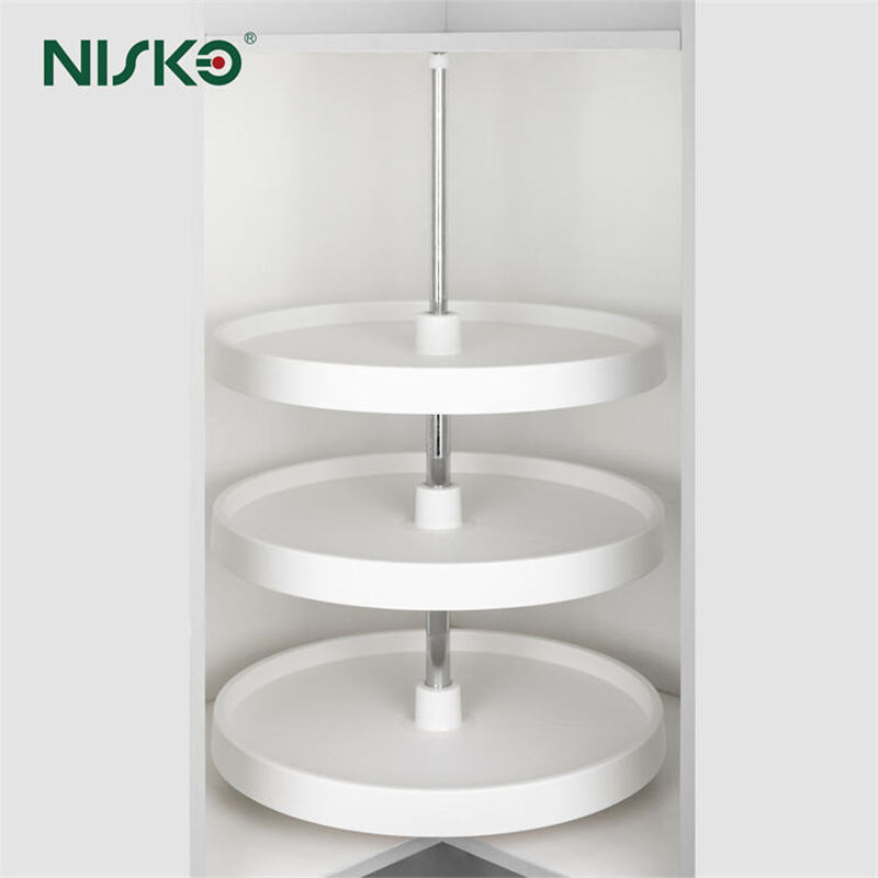 Rotating 360 Degree Plastic Or Wire Swivel Basket PP + Alloy Base Cabinet