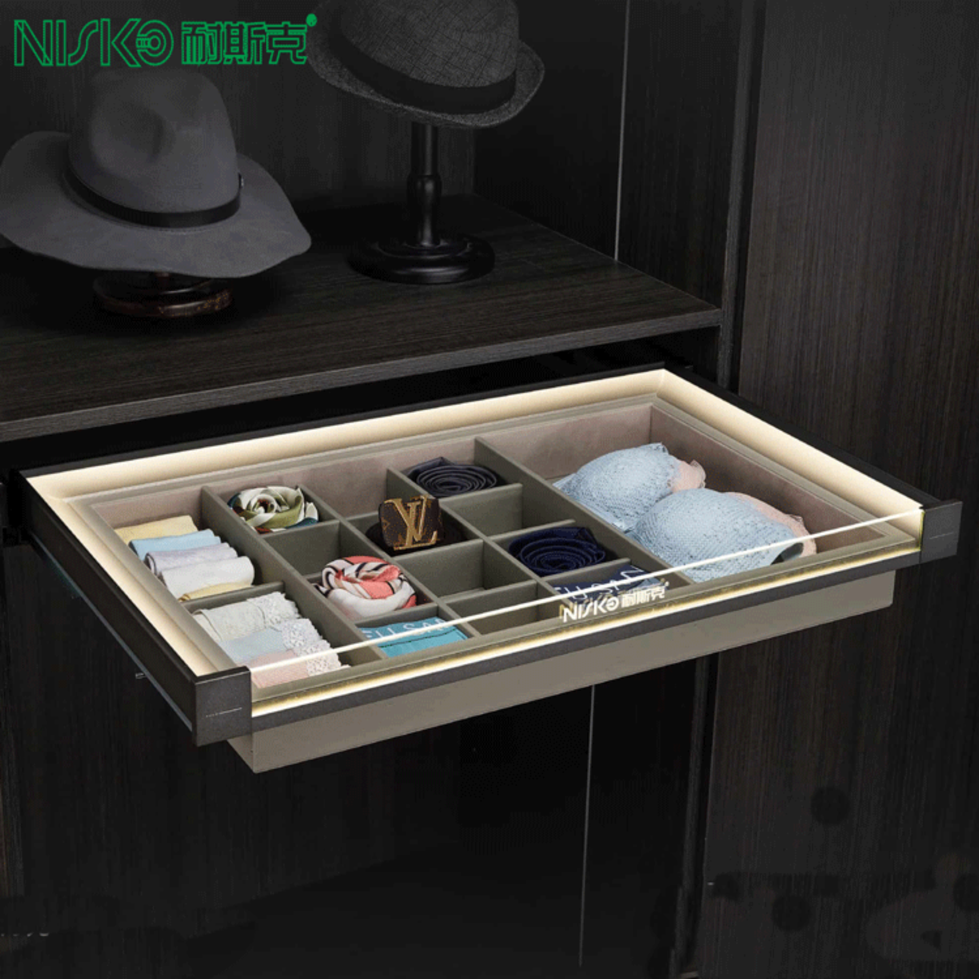 Nisko Glass Series Wardrobe Underwear Storage Basket