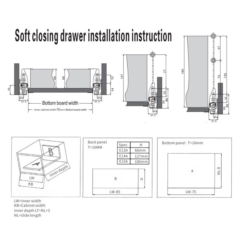 Nisko Hardware Soft-Close Slide Rail Ultra-Thin Tandem Box Slide Rail factory