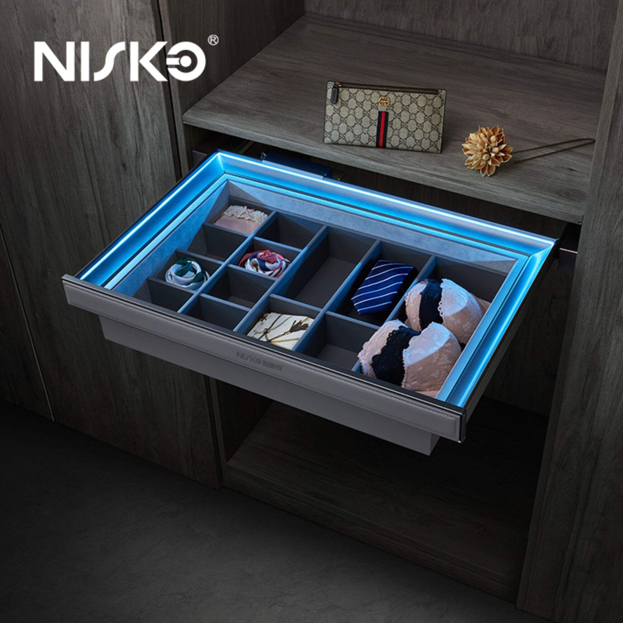 Shinya Leather Pro Series Underwear Storage Basket with LED Light